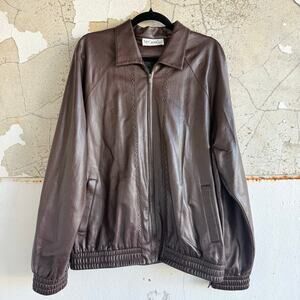 Vtg Leather Bomber Jacket St. Croix Shop Men XL Supple Soft Zip Front Retro Coat